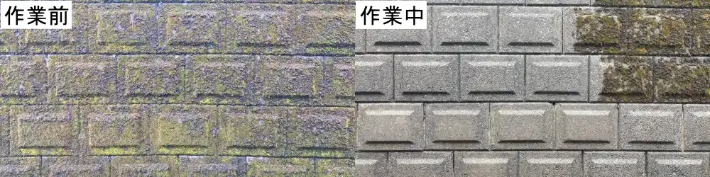 ブロック塀洗浄1